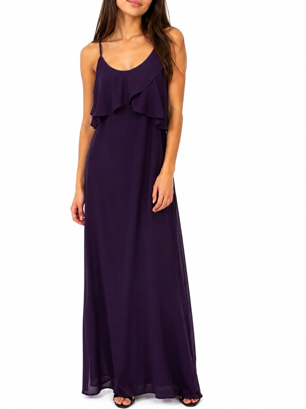 Chaps NWT purple chiffon formal evening dress 6
